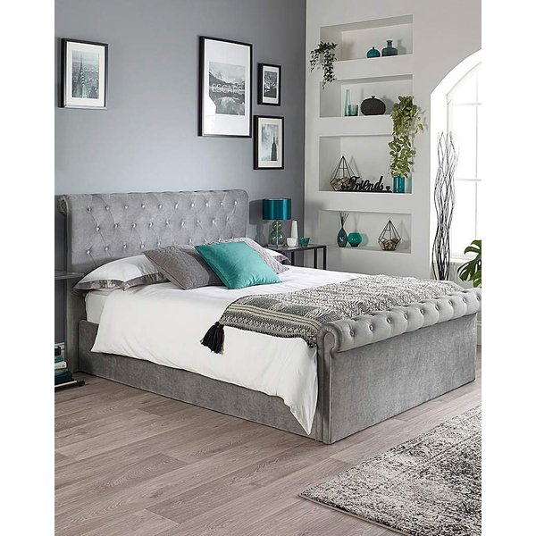 Aspire Chesterfield Lift Ottoman Bed Grey - Aspire - Size: DOUBLE