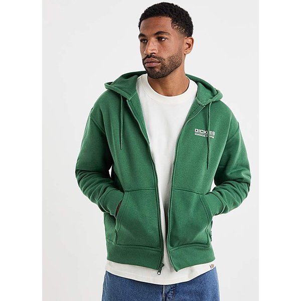 Dickies Bolivar Zip Through Hoodie Pine Green - Dickies - Size: S
