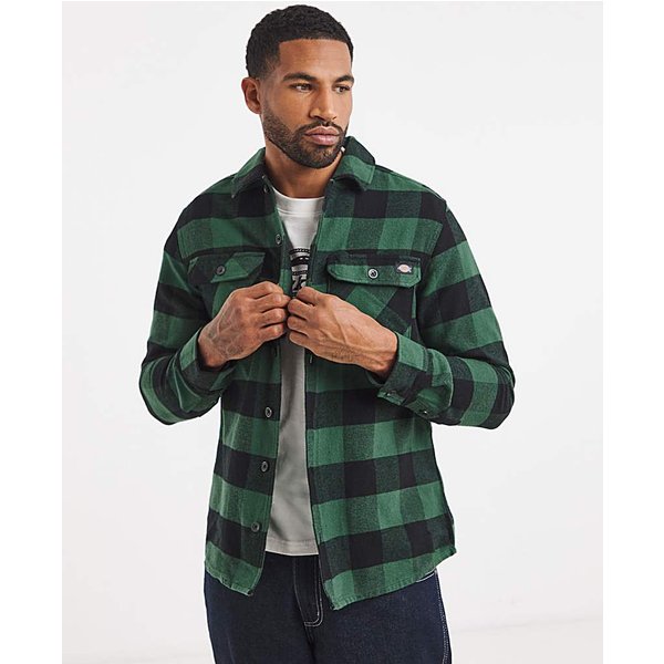 Dickies Fleece Lined Sacramento Shirt Pine Green - Dickies - Size: S
