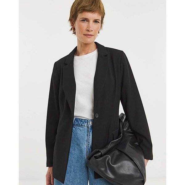 Black Tailored Single Breasted Blazer Black - JD Williams - Size: 30