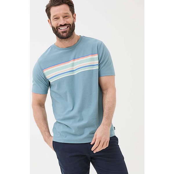 FatFace Chest Stripe TShirt Dusky Blue - FatFace - Size: S TALL