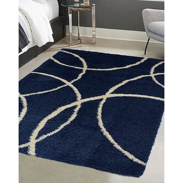 Snug Shaggy Circles Cosy Rug Navy - Homemaker - Size: 160X230