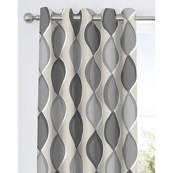 Fusion Lennox Eyelet Curtains Grey - Size: 117 x 183cm