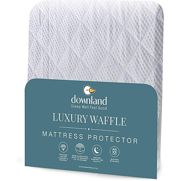 Downland Waffle Mattress Protector White - Downland - Size: SINGLE