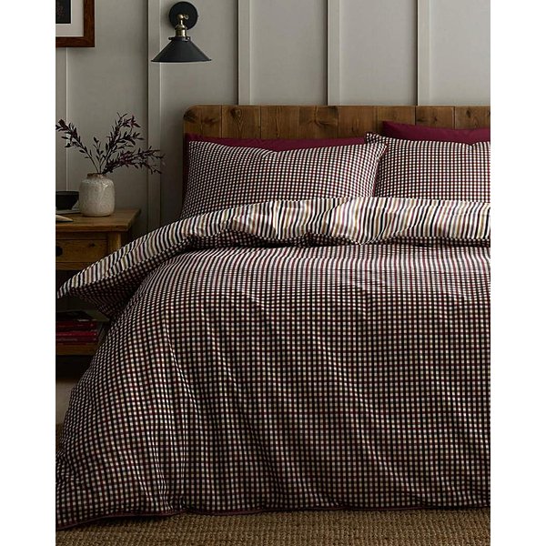 Appletree Micro Check Duvet Cover Set Berry - Appletree - Size: S KING