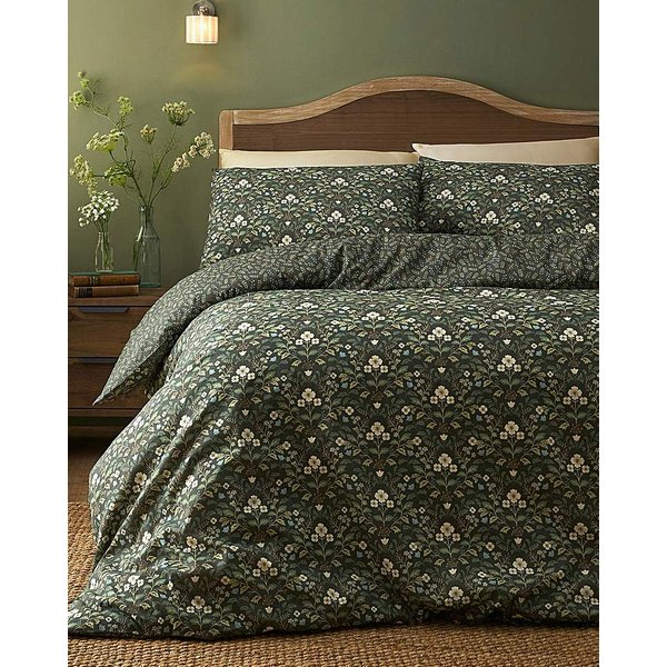D & D Heritage Floral Duvet Cover Set Green - Dreams & Drapes - Size: SINGLE