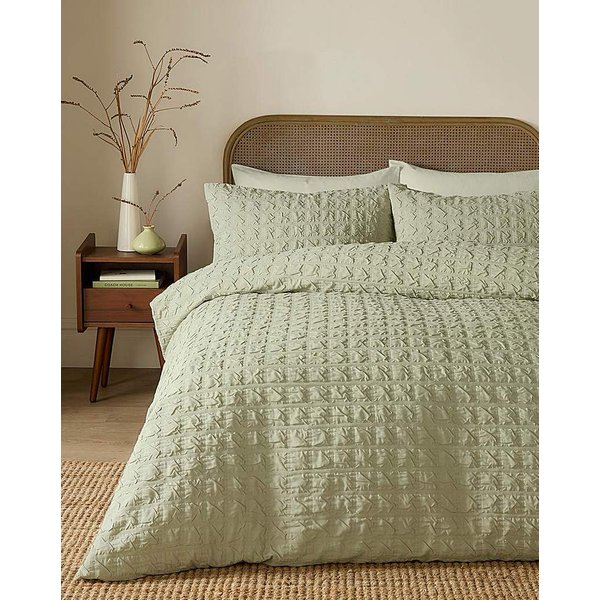 Serene Embossed Grid Duvet Cover Set Green - Serene - Size: S KING