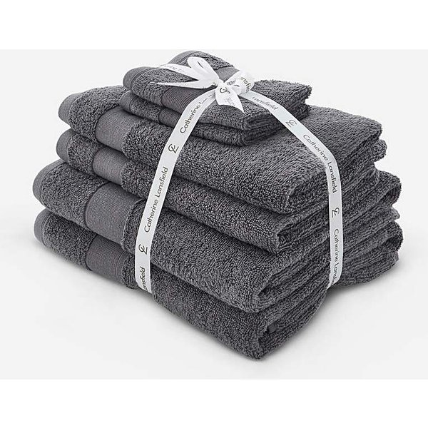 Anti Bacterial 6 Piece Towel Bale Charcoal - Catherine Lansfield