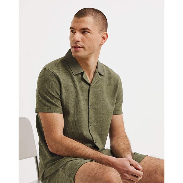 Textured Jersey Shirt Khaki - Jacamo - Size: S 36/38