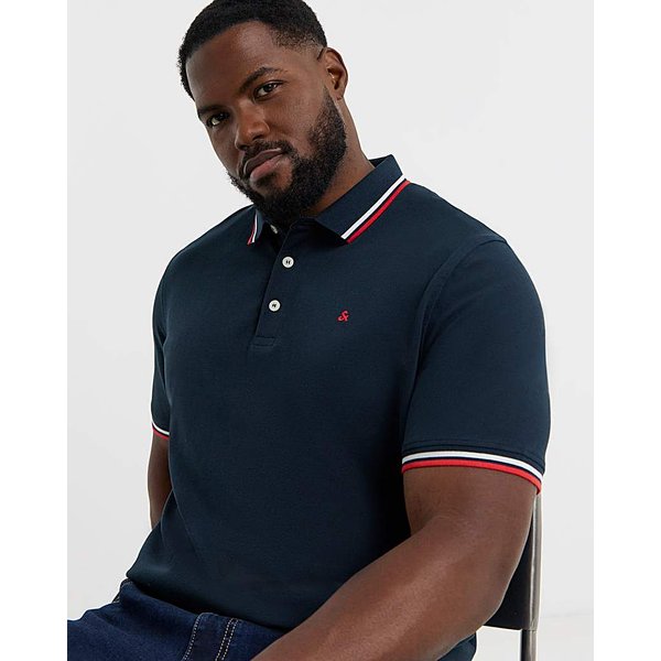 Jack & Jones Paulos Tipped Polo - Navy Navy Blazer - JACK & JONES - Size: 5XL(62)