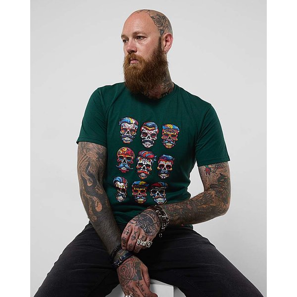 Joe Browns Dapper Skull T-Shirt in Dark Green