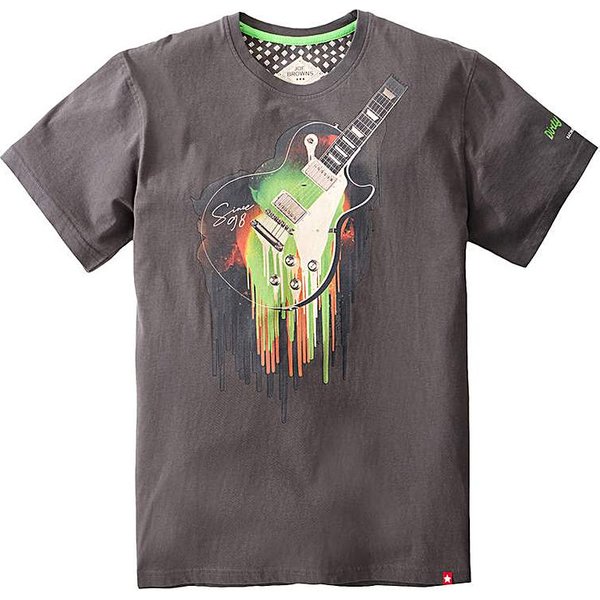 Joe Browns Hot Sounds Guitar T-Shirt in Charcoal