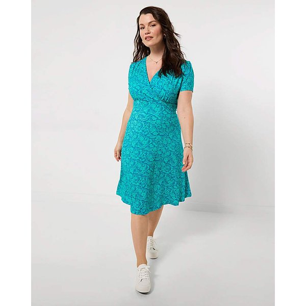 Pop Of Bright Jersey Dress Blue Multi-Coloured - Joe Browns - Size: 8