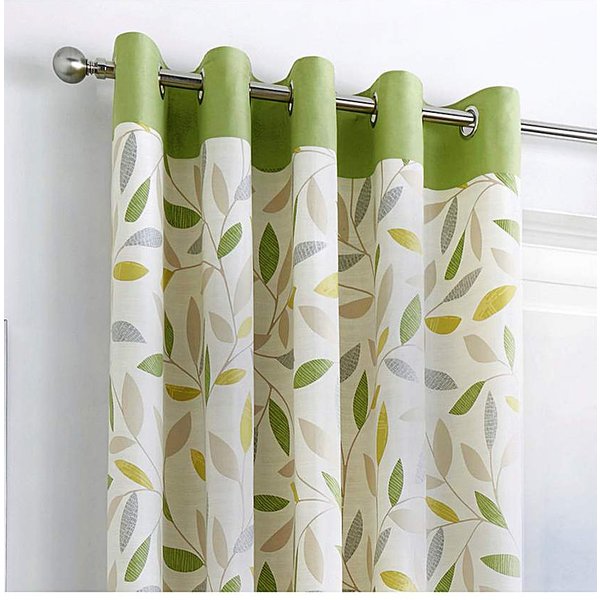 Fusion Beechwood Eyelet Curtains Green - Fusion - Size: 117 x 183cm