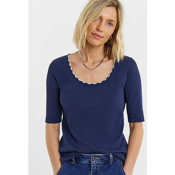 Contrast Scallop Scoop Navy/White - JD Williams - Size: 18