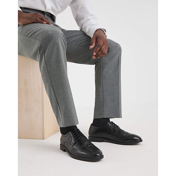 Leather Look Formal Brogue Extra Wide