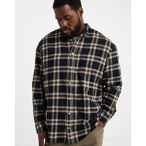 Jack & Jones Flannel Check Shirt - Black Black - JACK & JONES - Size: M(44)