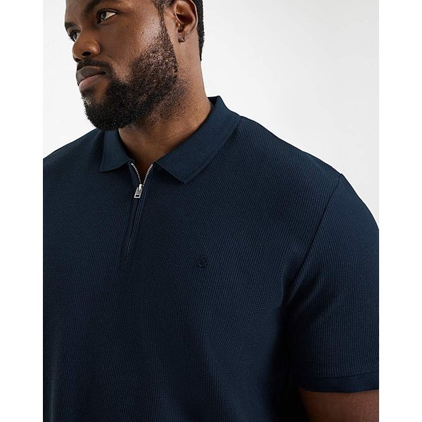 Jack & Jones Austin 1/4 Zip Waffle Polo Navy Blazer - JACK & JONES - Size: 1XL(50)
