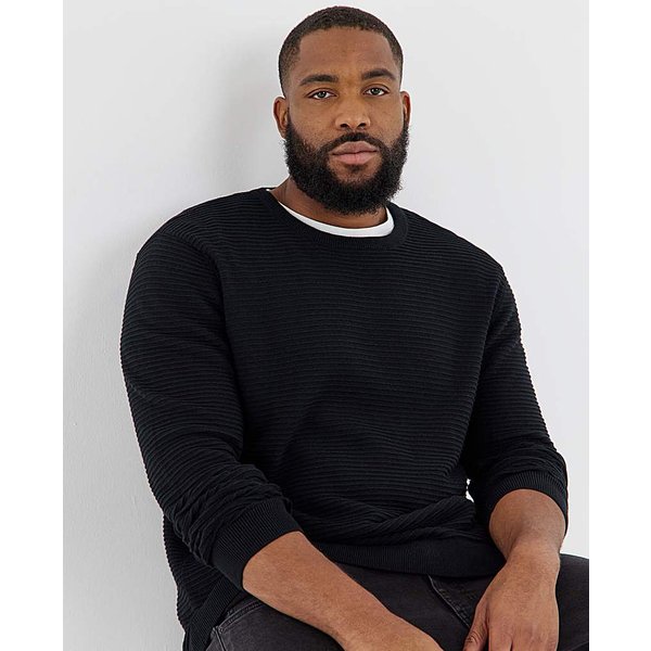 Jack & Jones Otto Knit Crew Neck - Black Black - JACK & JONES - Size: M(44)