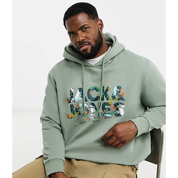 Jack & Jones Geplas Sweat Hood - Green Iceberg Green - JACK & JONES - Size: M(44)