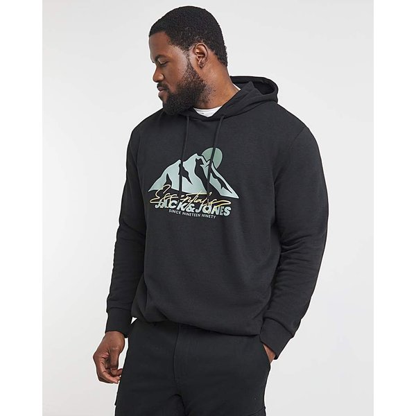 Jack & Jones Mountain Graphic Hoodie Black - JACK & JONES - Size: 1XL(50)
