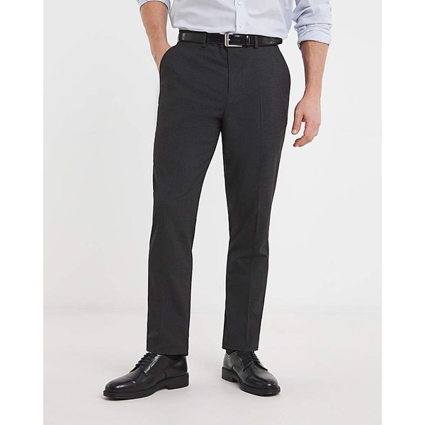 Regular Fit Plain Front Stretch Trouser Charcoal - Jacamo - Size: 38L