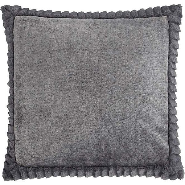 Velvet Faux Fur Cosy Cushion Charcoal - Catherine Lansfield - Size: 55X55CM