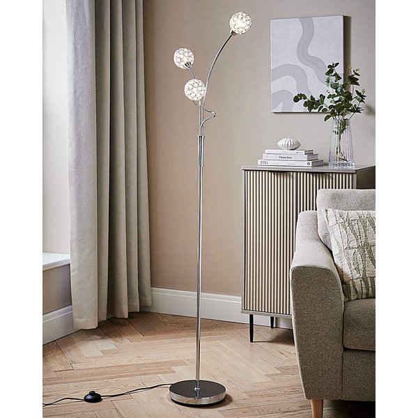 3 Light Acrylic Chrome Floor Lamp Chrome - Searchlight