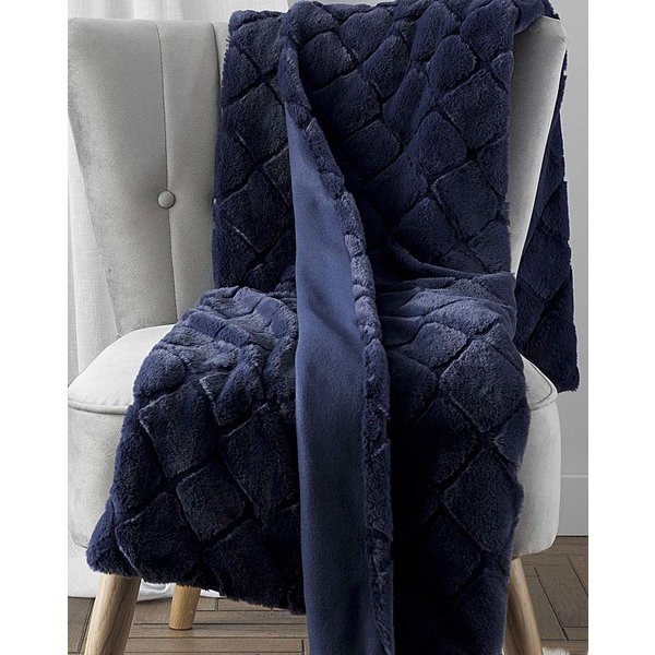 Cosy Diamond Throw Navy - Catherine Lansfield - Size: 130X170
