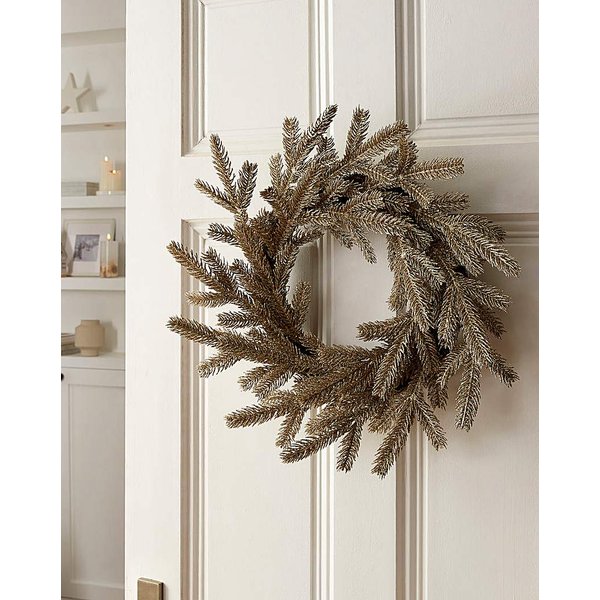 Champagne Glitter Fir Wreath 50cm