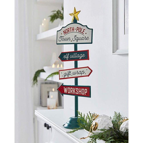 North Pole Metal Sign Post