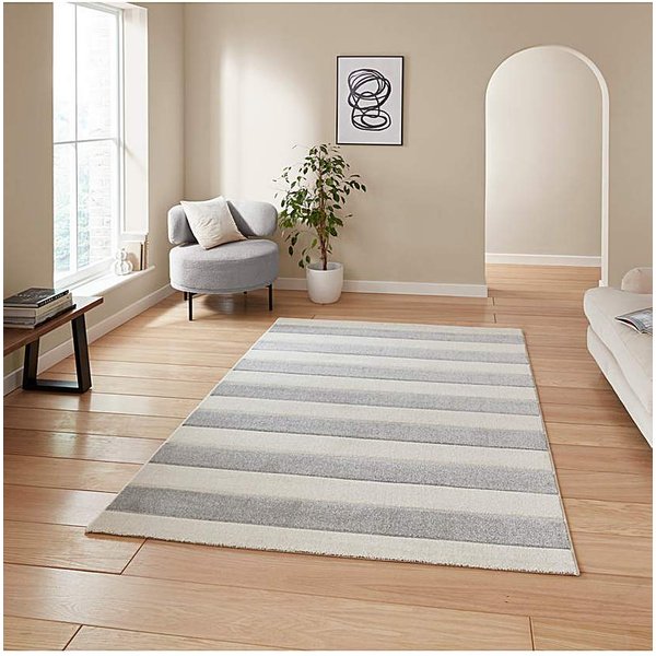 Catherine Lansfield Cove Stripe Rug Grey - Catherine Lansfield - Size: 80X150