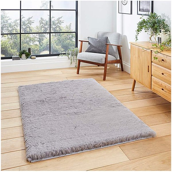 Think Rugs Teddy Plain Shaggy Rug Grey - Think Rugs - Size: 120X170