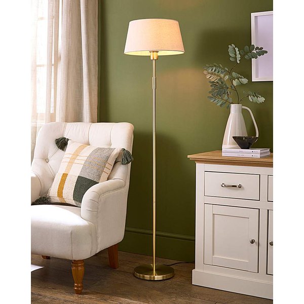 Julipa Gold Brass Floor Lamp with Linen Shade