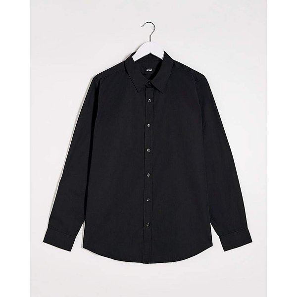 Black Long Sleeve Formal Shirt Reg Black - Jacamo - Size: 19
