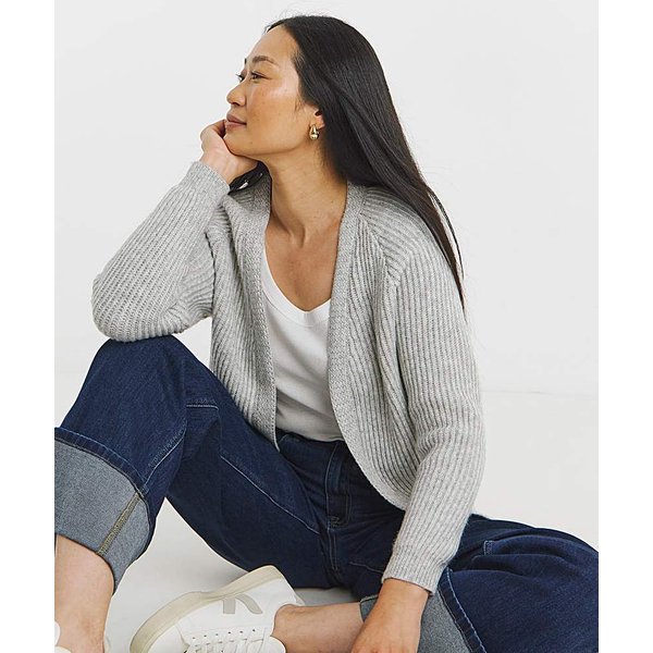 RIBBED ETE CARDIGAN Grey Marl - JD Williams - Size: 20/22