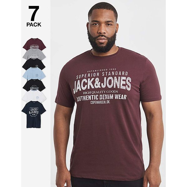 Jack & Jones Simon Logo T-Shirt 7 Pack SKY Captain - JACK & JONES - Size: M(44)