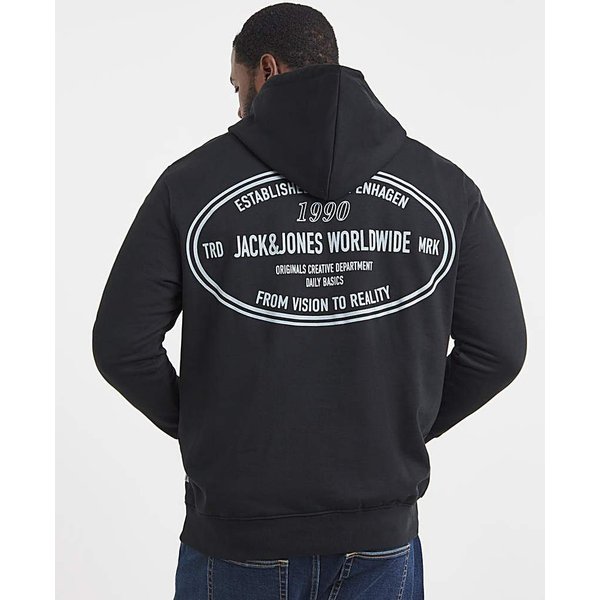 Jack & Jones York Logo Hoodie - Black Black - JACK & JONES - Size: M(44)