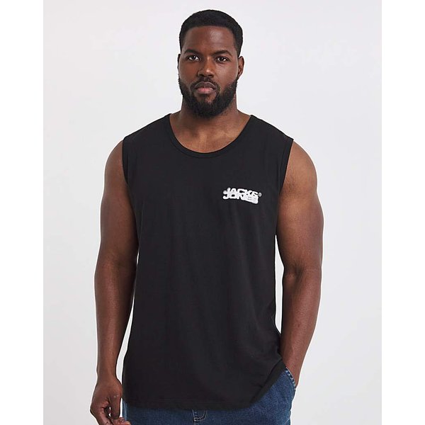 Jack & Jones Logo Slub Vest - Black Black - JACK & JONES - Size: M(44)