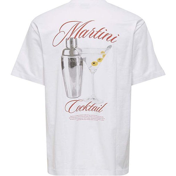 Only & Sons Martini Back Graphic T-Shirt White - Only & Sons - Size: M(39")