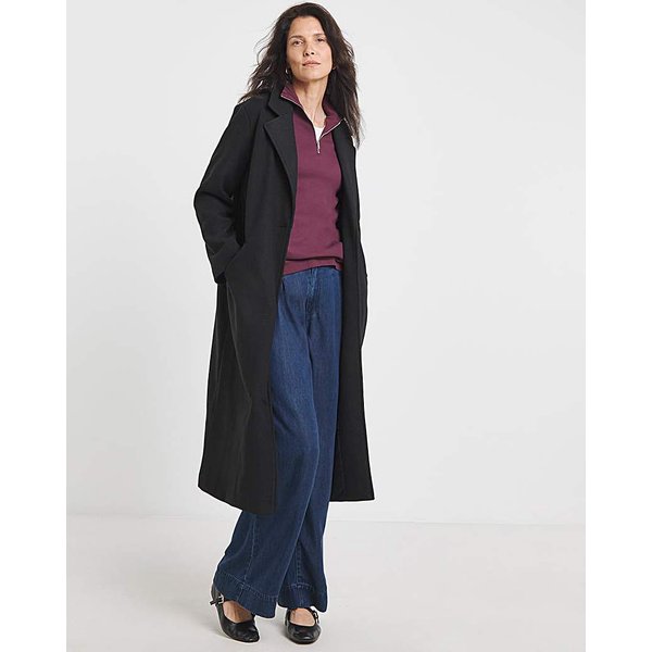 Single Breasted Lined Coat Black - JD Williams - Size: 30