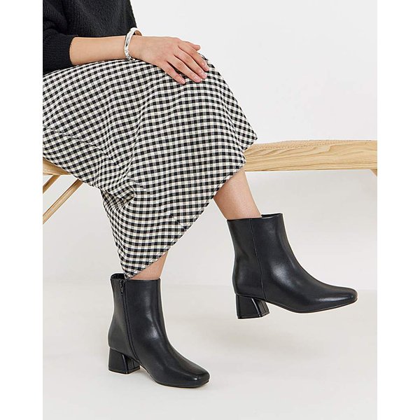 Block Heel Ankle Boots E Fit Black PU - JD Williams - Size: 8