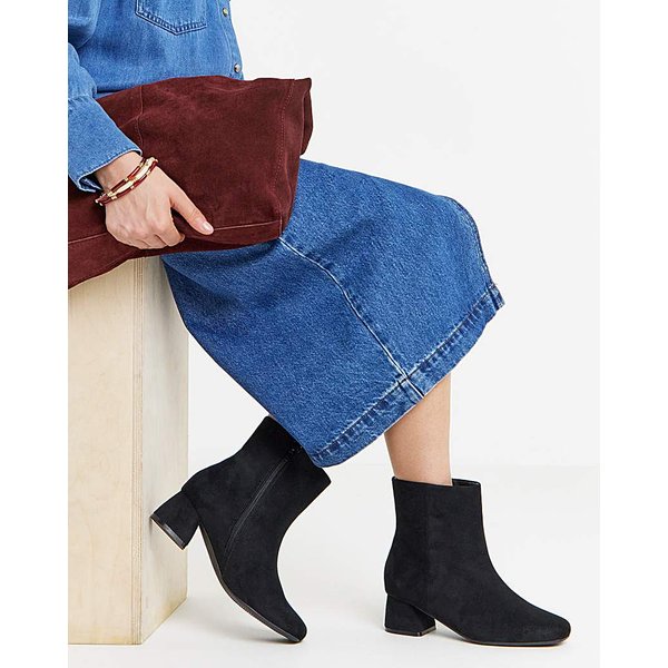 Block Heel Ankle Boots EEE Fit Soft Black - JD Williams - Size: 4