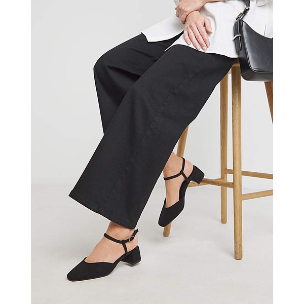 Two Part Heeled Shoes Wide Soft Black - JD Williams - Size: 4