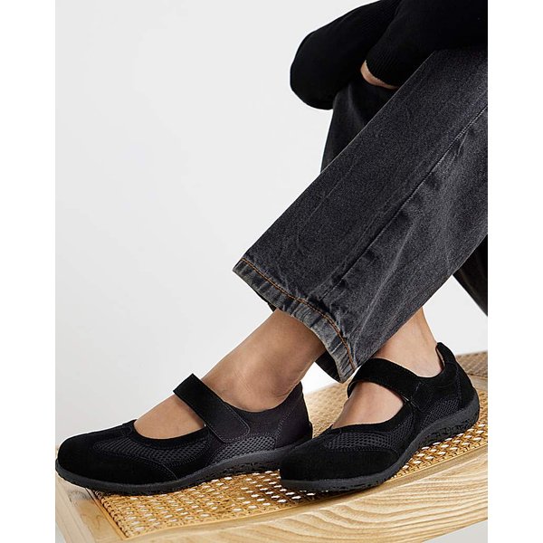 Sporty Mary Jane E Fit Black - Heavenly Soles - Size: 9