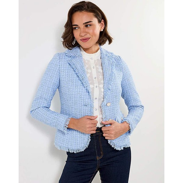 JB Let's Do Lunch Boucle Jacket Blue - Joe Browns - Size: 18