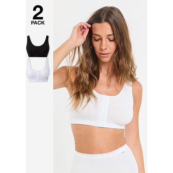 2 Pack Hook and Eye Blk/Wht Bras White/Black - Slimma - Size: 20/22