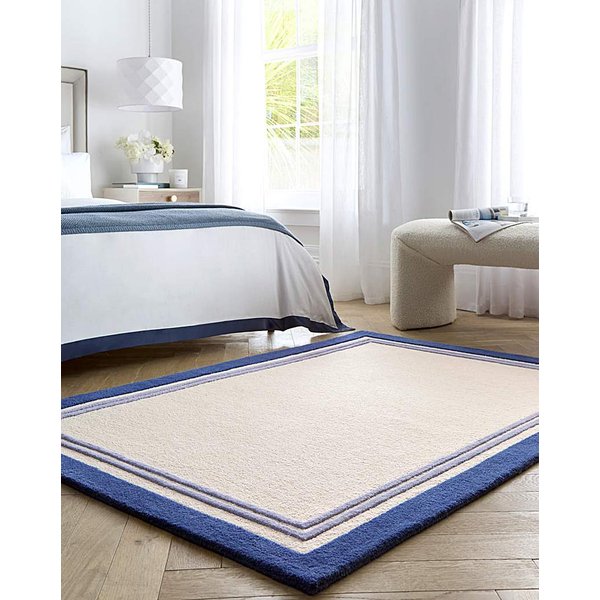 Piper Border Woollen Rug Blue - Origins - Size: 200X290