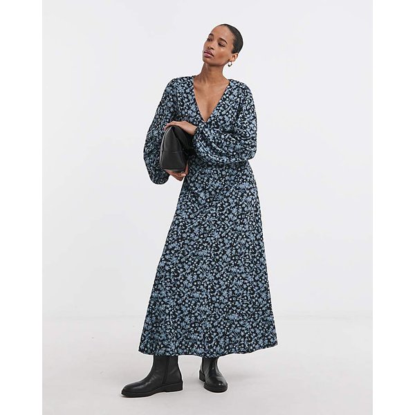 Textured Jersey Front Seam Maxi Dress Blue Print - JD Williams - Size: 10