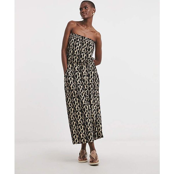 Great Value Strapless Midi Dress Black Print - JD Williams - Size: 12